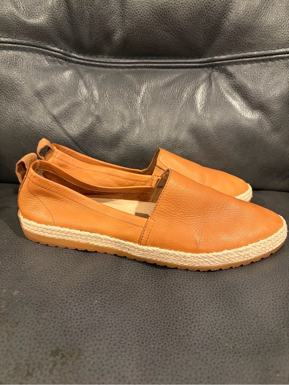 Sorel Tan Leather Espadrille Slip-On Flats
